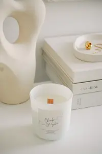 ŚWIECA SOJOWA - chwila dla siebie - szklana, biały mat 270 ml