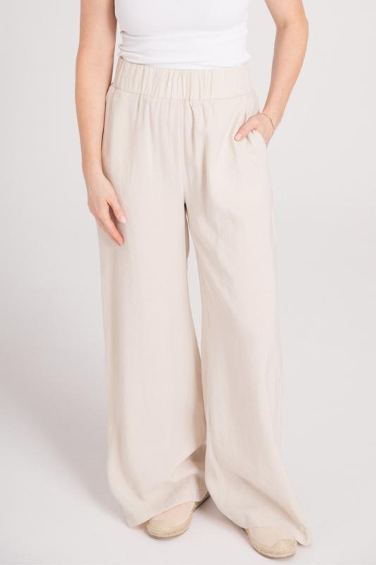 Szerokie SPODNIE Damskie LIAM dłuższe - desert sand