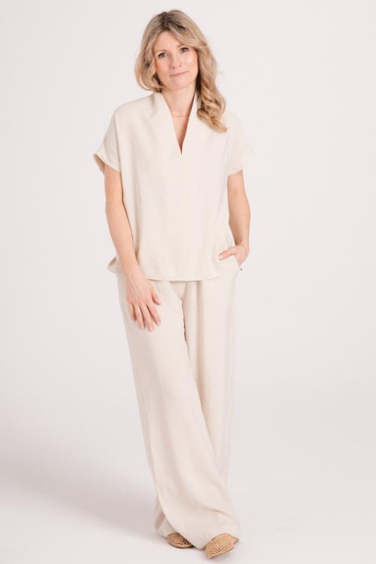 Szerokie SPODNIE Damskie LIAM dłuższe - desert sand