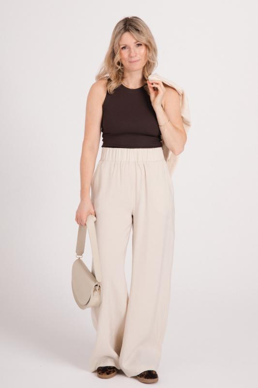 Szerokie SPODNIE Damskie LIAM dłuższe - desert sand