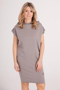 Dzianinowa SUKIENKA NECK do kolan - taupe