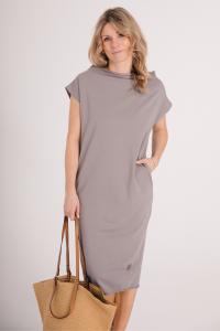 Dzianinowa SUKIENKA NECK midi - taupe