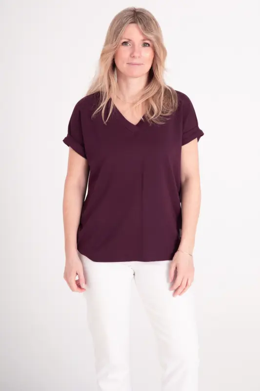 T-SHIRT LEA z bawełny organicznej - śliwka