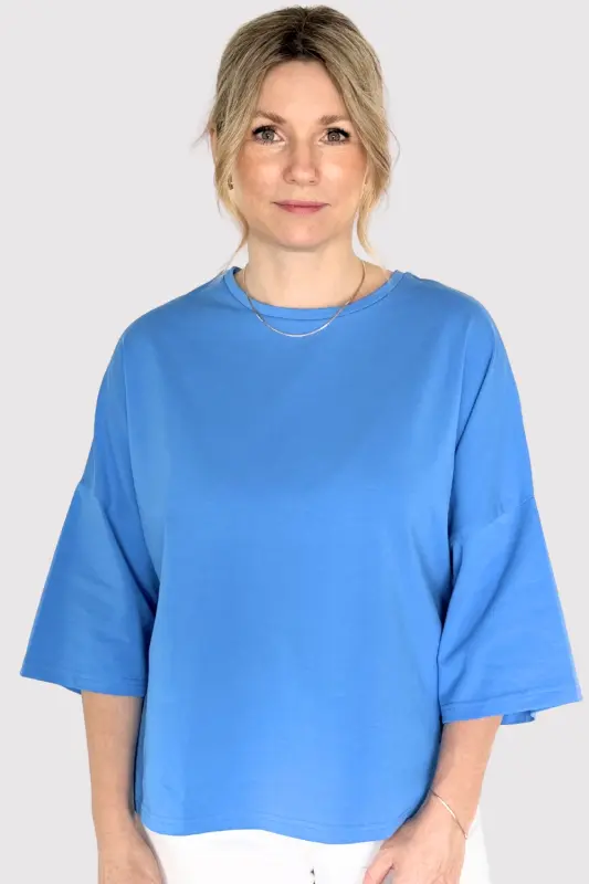 Pudełkowy T-SHIRT AERIS - niebieski