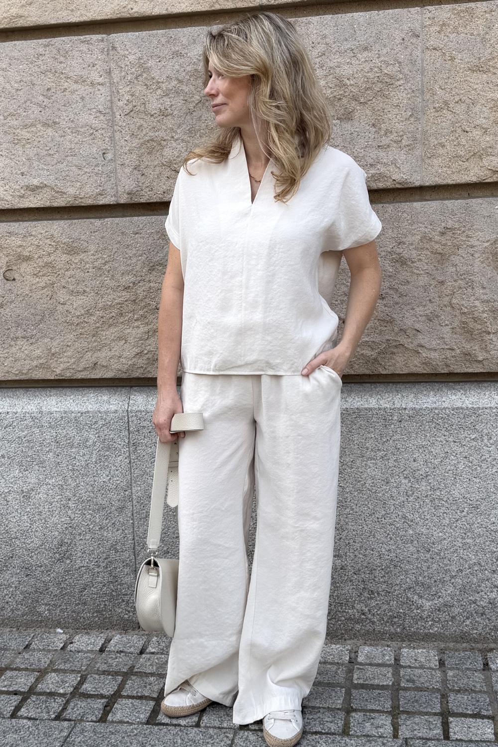  Szerokie SPODNIE Damskie LIAM krótsze - desert sand