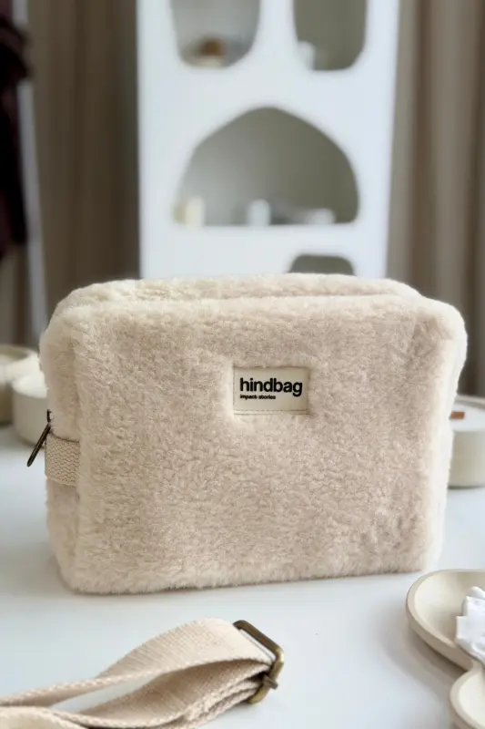 Kosmetyczka Hindbag LEON Teddy - śmietanka