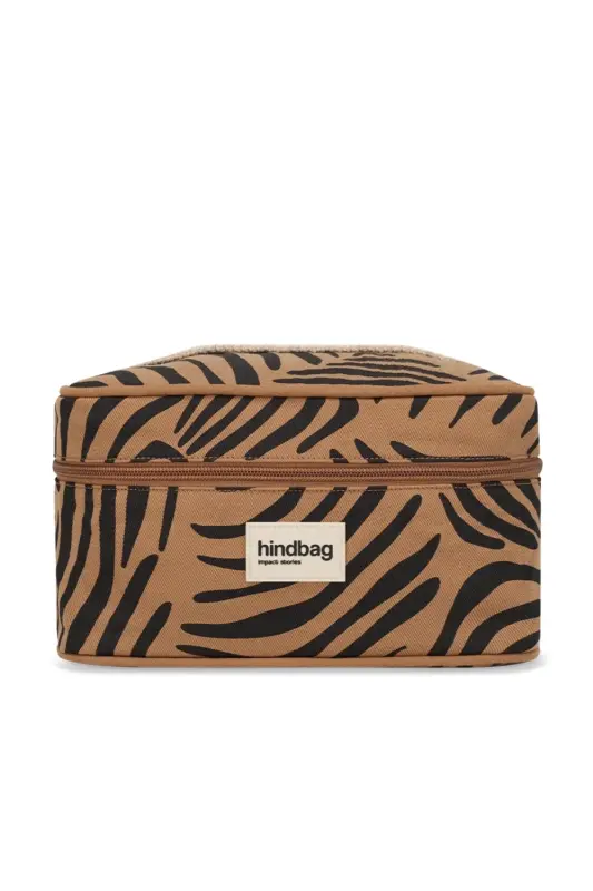 Kosmetyczka kuferek Hindbag GASPARD - zebra cynamon