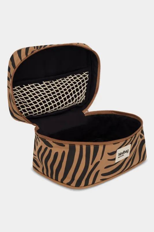 Kosmetyczka kuferek Hindbag GASPARD - zebra cynamon