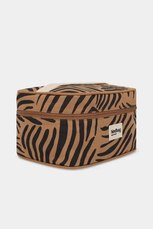 Kosmetyczka kuferek Hindbag GASPARD - zebra cynamon