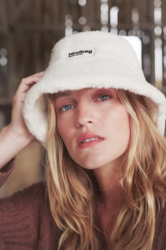 Kapelusz bucket hat Hindbag BOB Teddy - śmietanka