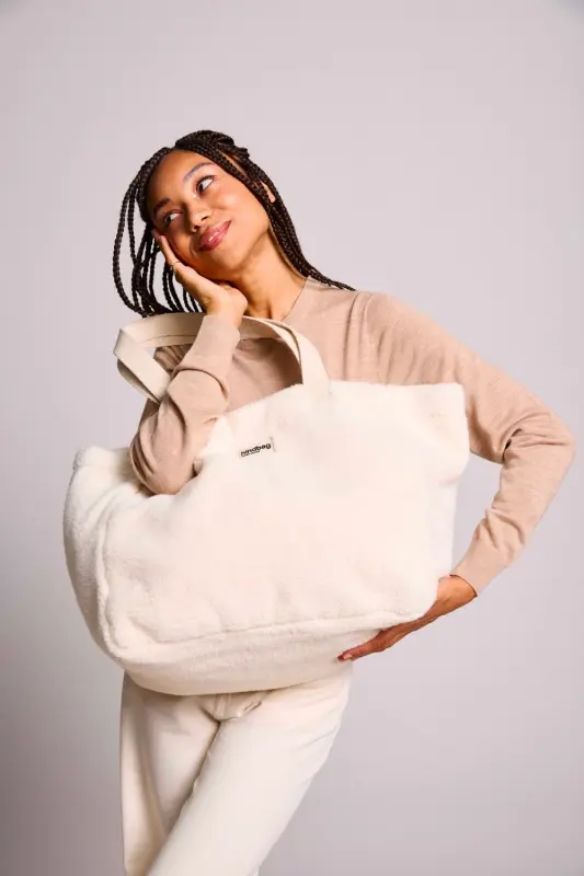 Torba shopper Hindbag CLOUDE Teddy - śmietanka
