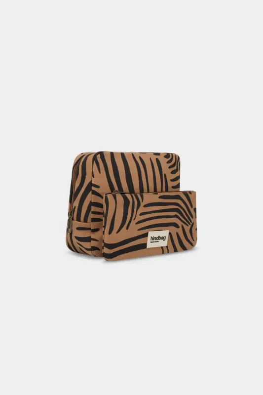 Podwójna Kosmetyczka XL Hindbag ALIX - zebra cynamon