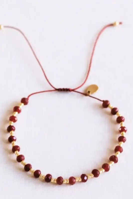 Bransoletka z naturalnych kamieni Bazou – bordo