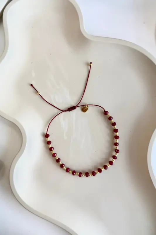 Bransoletka z naturalnych kamieni Bazou – bordo
