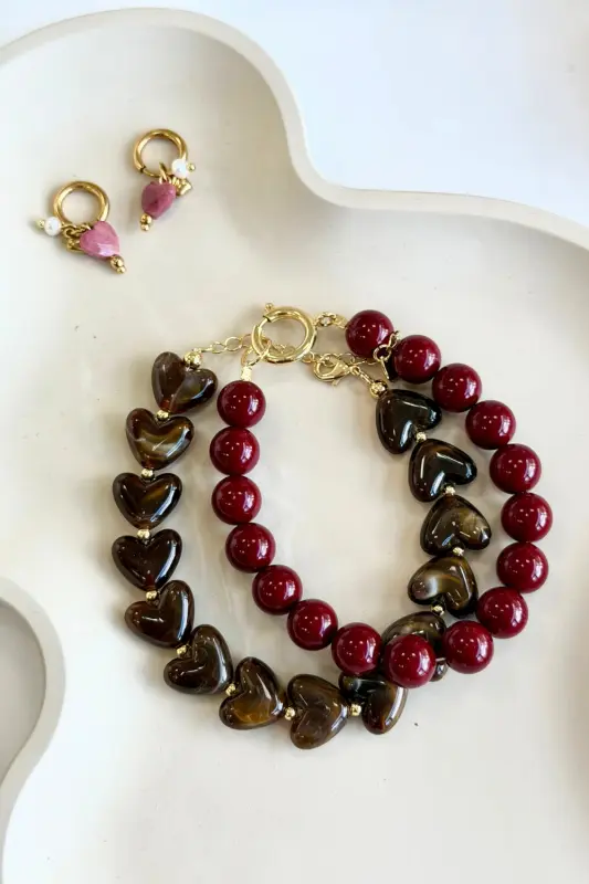 Bransoletka Bazou kamienie naturalne - bordo