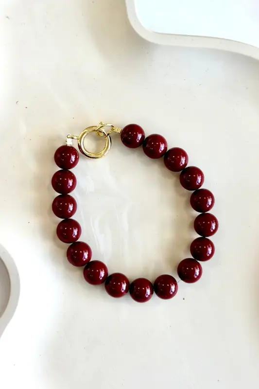 Bransoletka Bazou kamienie naturalne - bordo
