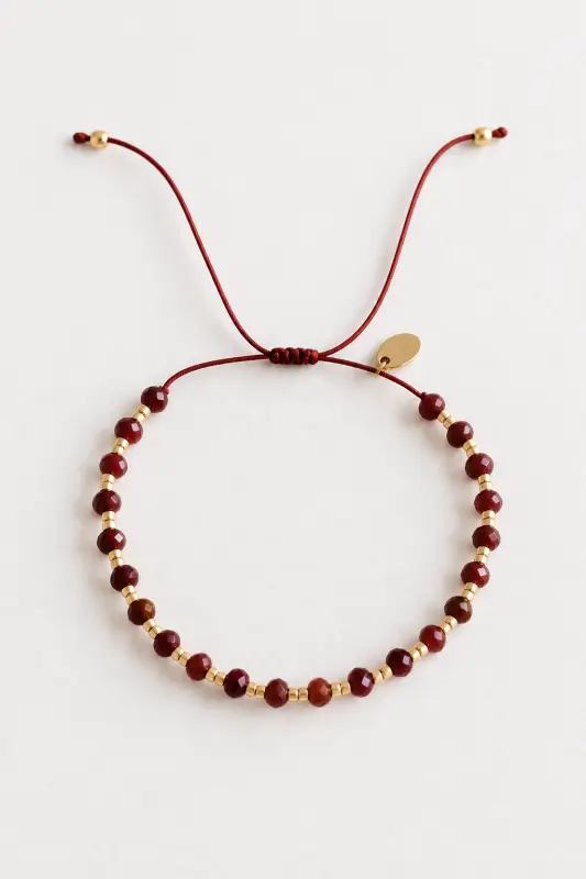 Bransoletka z naturalnych kamieni Bazou – bordo
