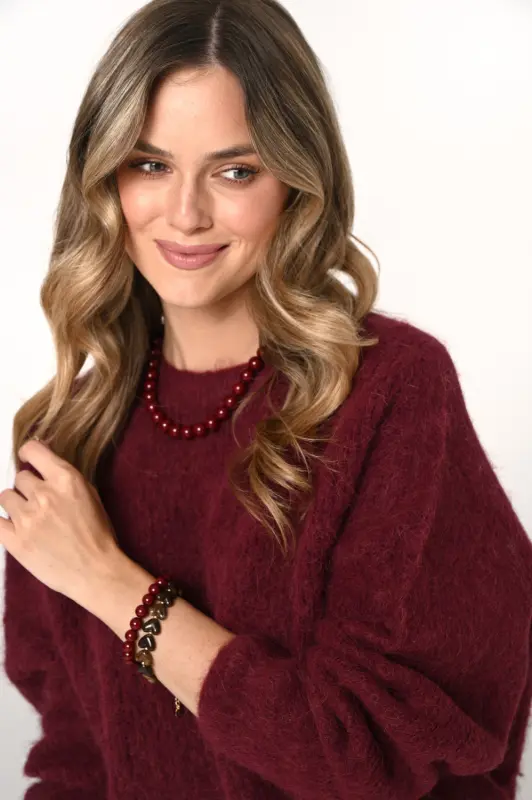 Bransoletka Bazou kamienie naturalne - bordo