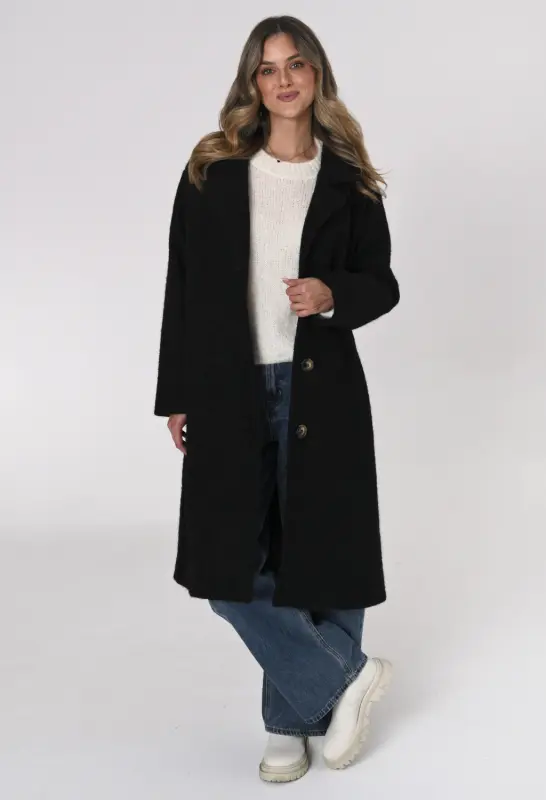 Płaszcz OSLO boucle oversize – czarny