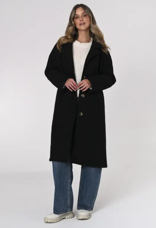 Płaszcz OSLO boucle oversize – czarny