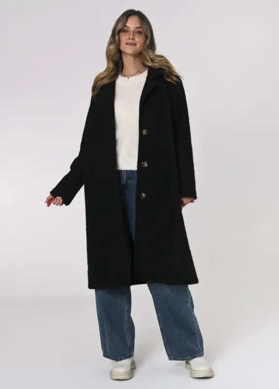 Płaszcz OSLO boucle oversize – czarny