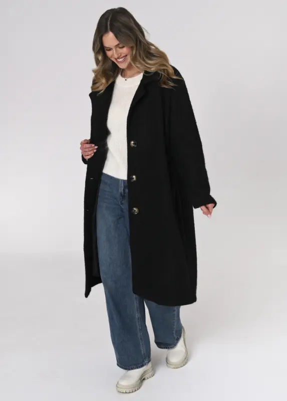 Płaszcz OSLO boucle oversize – czarny