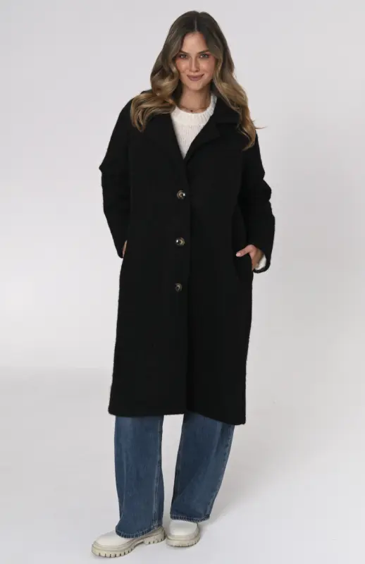 Płaszcz OSLO boucle oversize – czarny