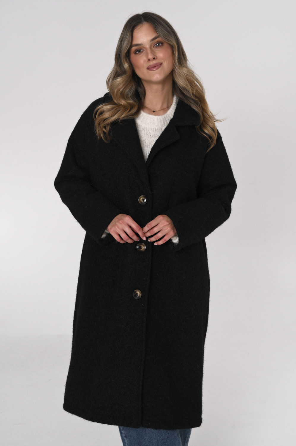 Płaszcz OSLO boucle oversize – czarny