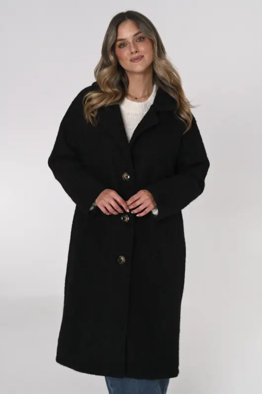 Płaszcz OSLO boucle oversize – czarny