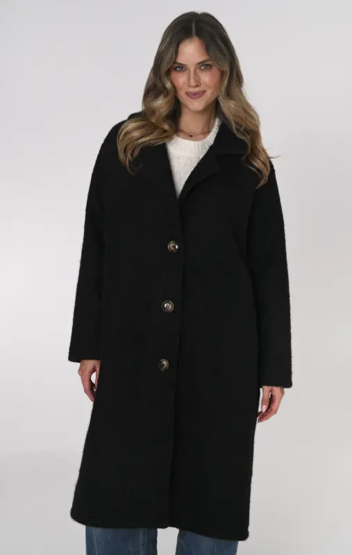 Płaszcz OSLO boucle oversize – czarny