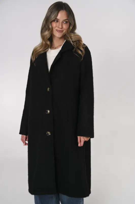 Płaszcz OSLO boucle oversize – czarny