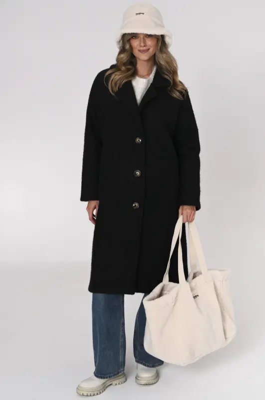 Płaszcz OSLO boucle oversize – czarny