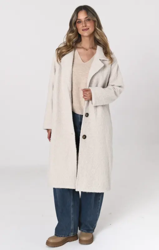 Płaszcz OSLO boucle oversize – śmietanka