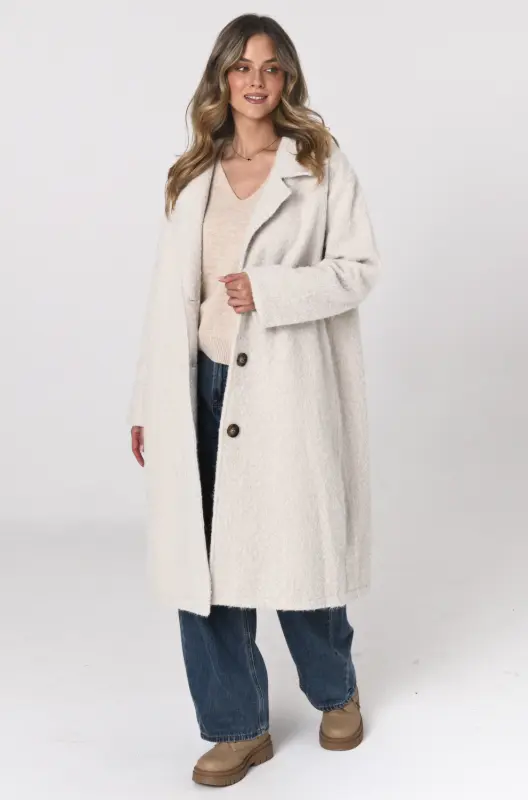 Płaszcz OSLO boucle oversize – śmietanka