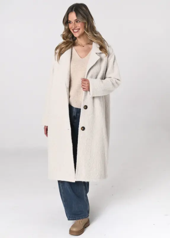 Płaszcz OSLO boucle oversize – śmietanka
