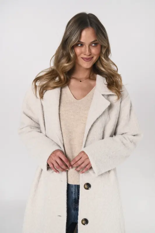 Płaszcz OSLO boucle oversize – śmietanka