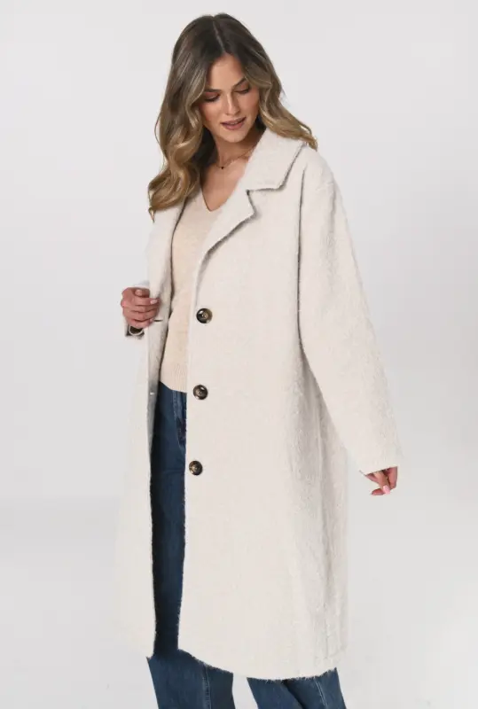 Płaszcz OSLO boucle oversize – śmietanka