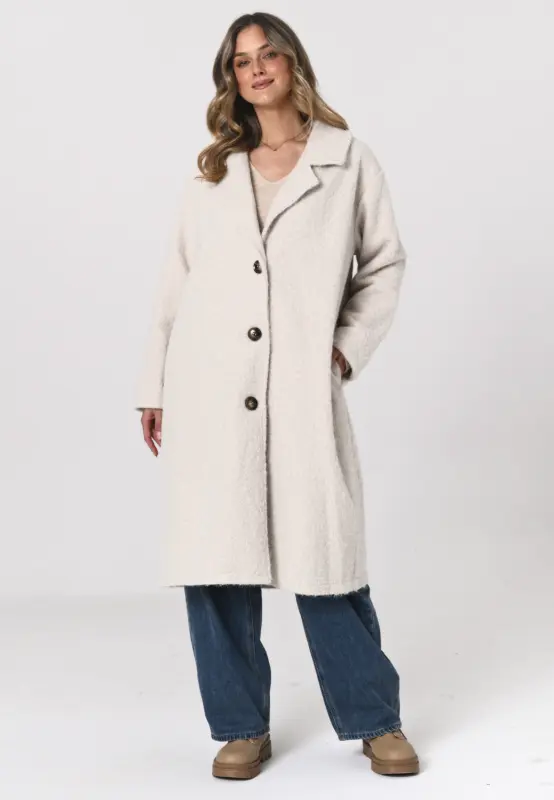 Płaszcz OSLO boucle oversize – śmietanka