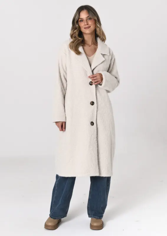 Płaszcz OSLO boucle oversize – śmietanka