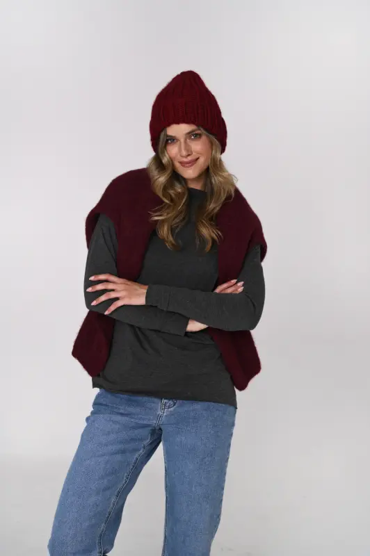 BLUZKA NECK - grafitowy melanż