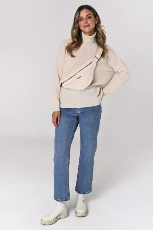 Jeansy SARA straight leg z wysokim stanem – niebieskie