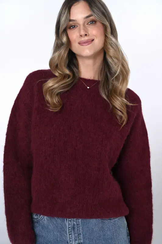 Wełniany sweter MARGO - bordo