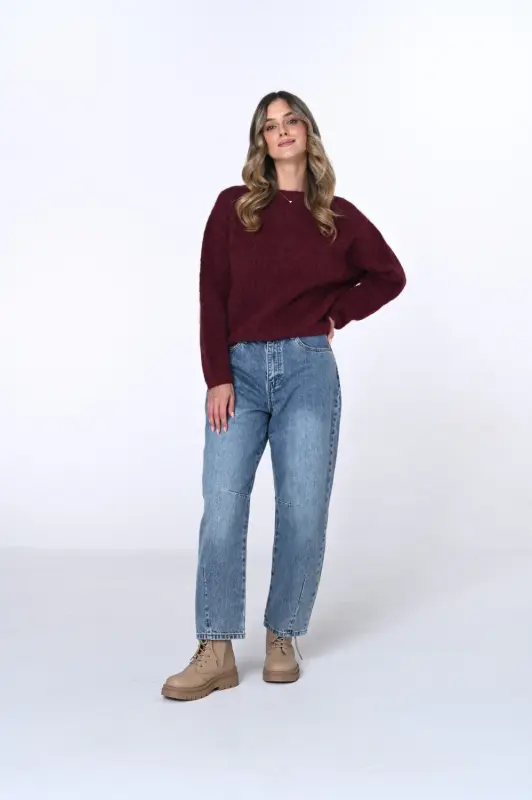 Wełniany sweter MARGO - bordo