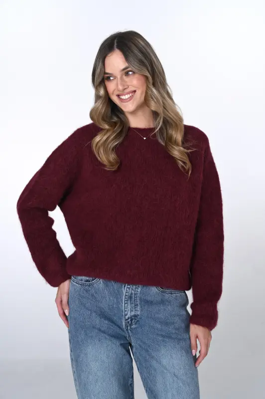 Wełniany sweter MARGO - bordo