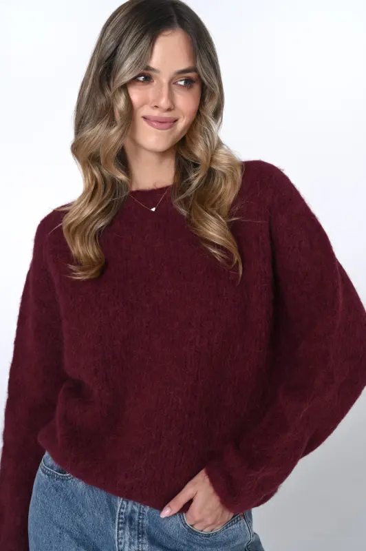 Wełniany sweter MARGO - bordo