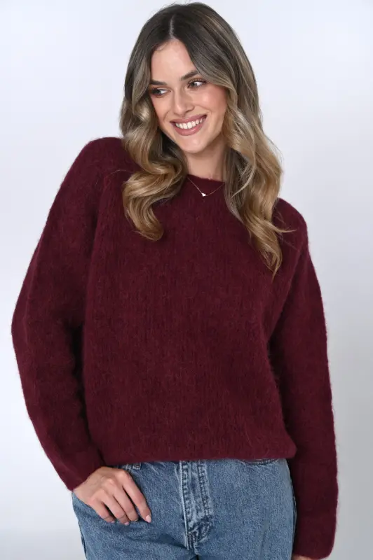 Wełniany sweter MARGO - bordo