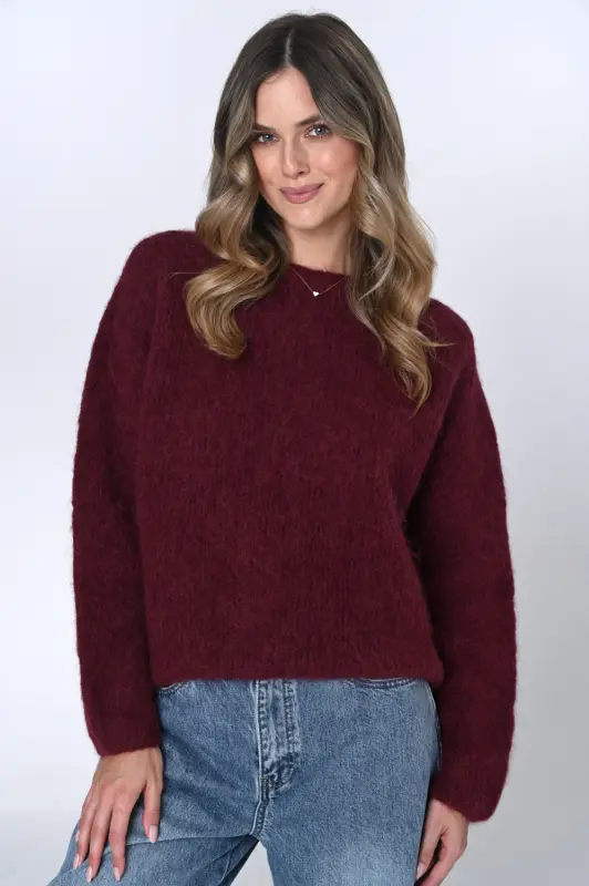 Wełniany sweter MARGO - bordo