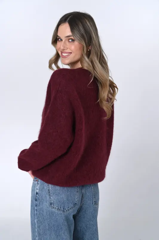 Wełniany sweter MARGO - bordo