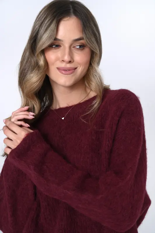 Wełniany sweter MARGO - bordo