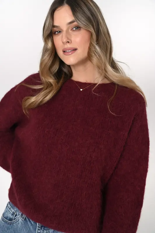Wełniany sweter MARGO - bordo